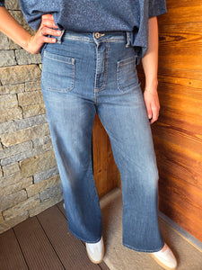 JEAN FLARE POCHE PLAQUEES PLEASE