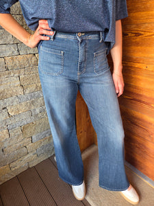 JEAN FLARE POCHE PLAQUEES PLEASE
